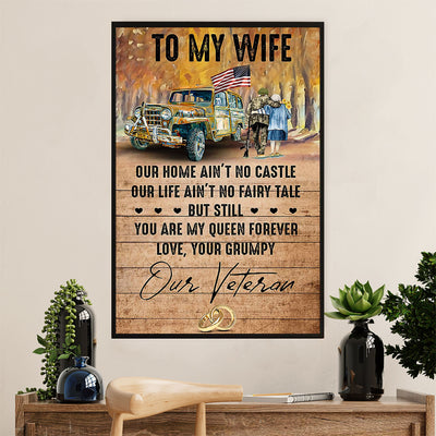 American Veteran Poster | From Husband to Wife | Wall Art Gift for Veteran's Day US Navy Army