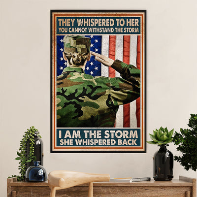 American Veteran Canvas Wall Art Prints | Woman Veteran | Gift for Veteran's Day US Navy Army