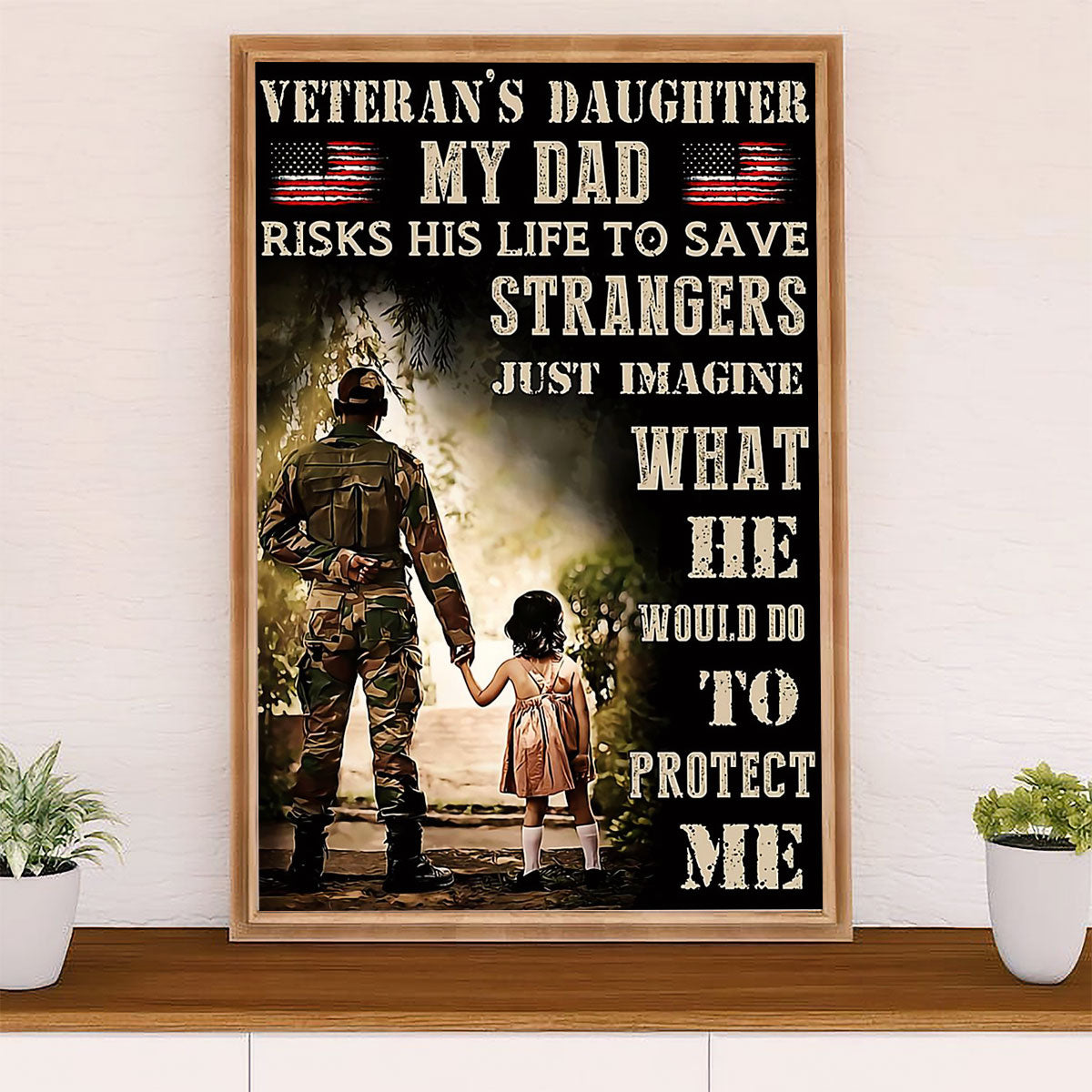 American Veteran Canvas Wall Art Prints | Father & Daughter | Gift for Veteran's Day US Navy Army