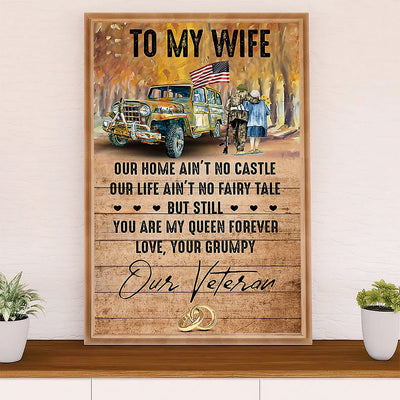 American Veteran Poster | From Husband to Wife | Wall Art Gift for Veteran's Day US Navy Army