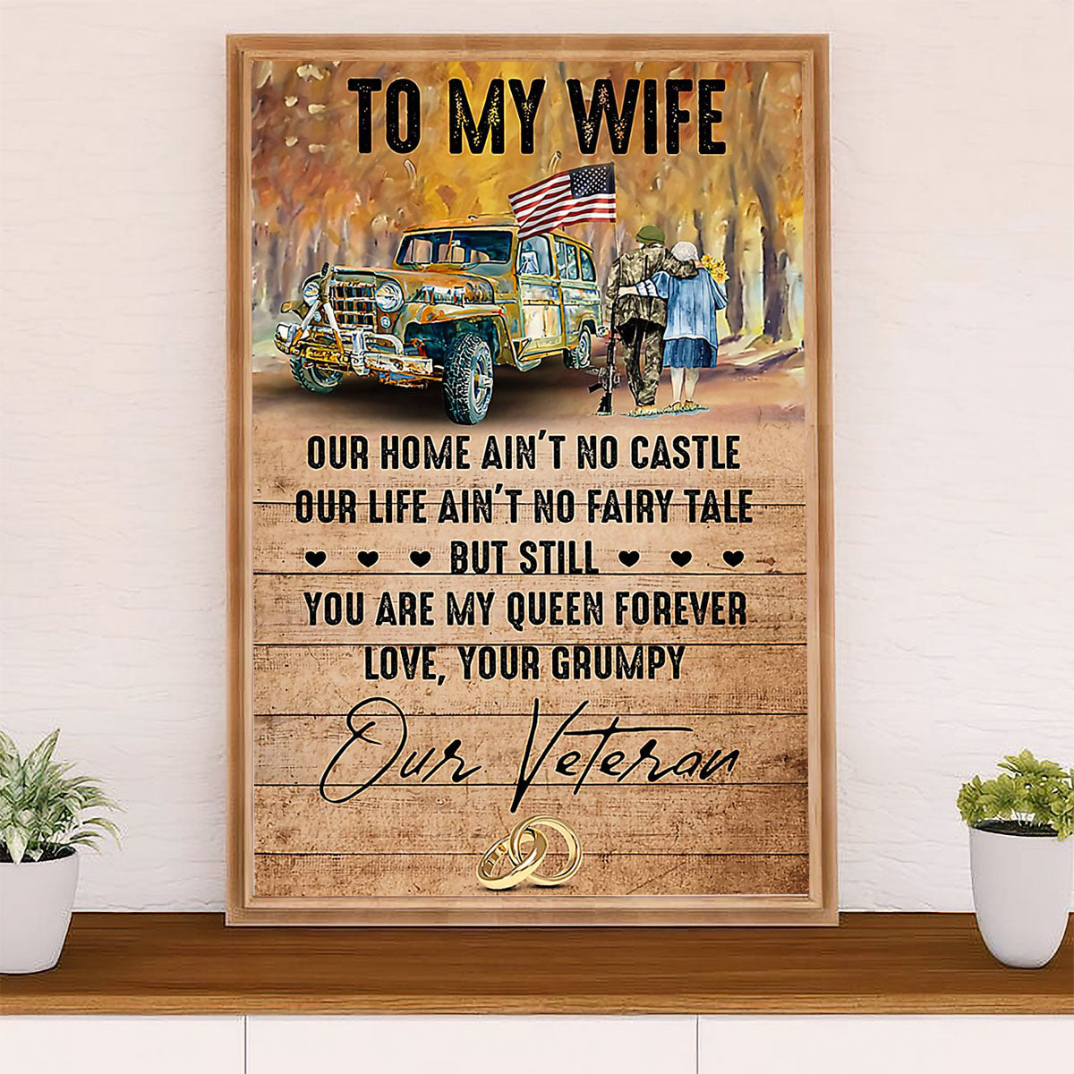 American Veteran Canvas Wall Art Prints | From Husband to Wife | Gift for Veteran's Day US Navy Army