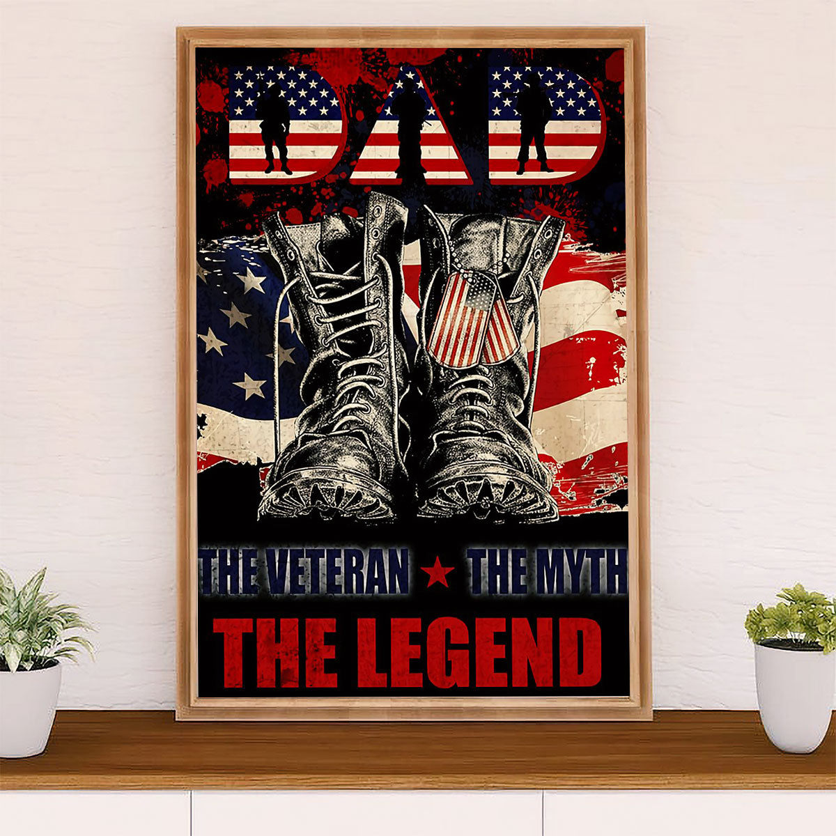 American Veteran Canvas Wall Art Prints | Father - The Legend | Gift for Veteran's Day US Navy Army