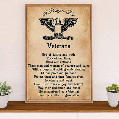American Veteran Canvas Wall Art Prints | Prayer for Veterans | Gift for Veteran's Day US Navy Army