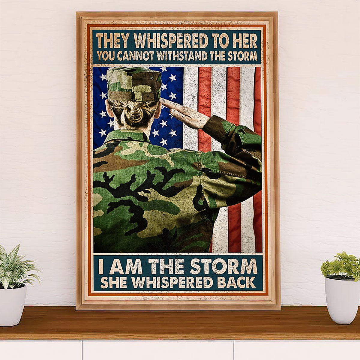 American Veteran Poster | Woman Veteran | Wall Art Gift for Veteran's Day US Navy Army