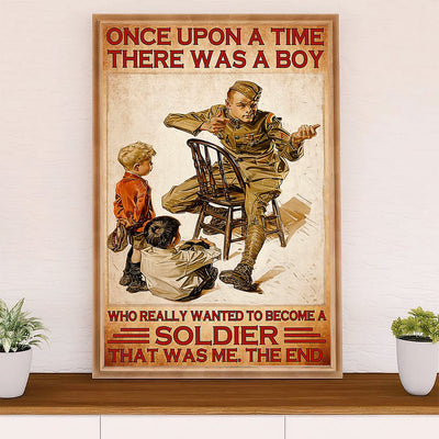 American Veteran Poster | Boy Become Soldier | Wall Art Gift for Veteran's Day US Navy Army