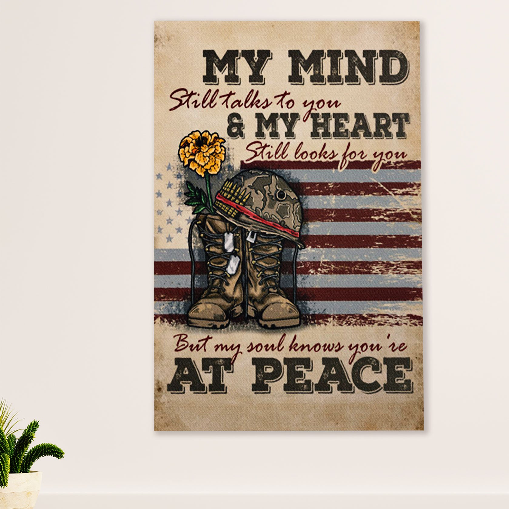 American Veteran Canvas Wall Art Prints | At Peace | Gift for Veteran's Day US Navy Army