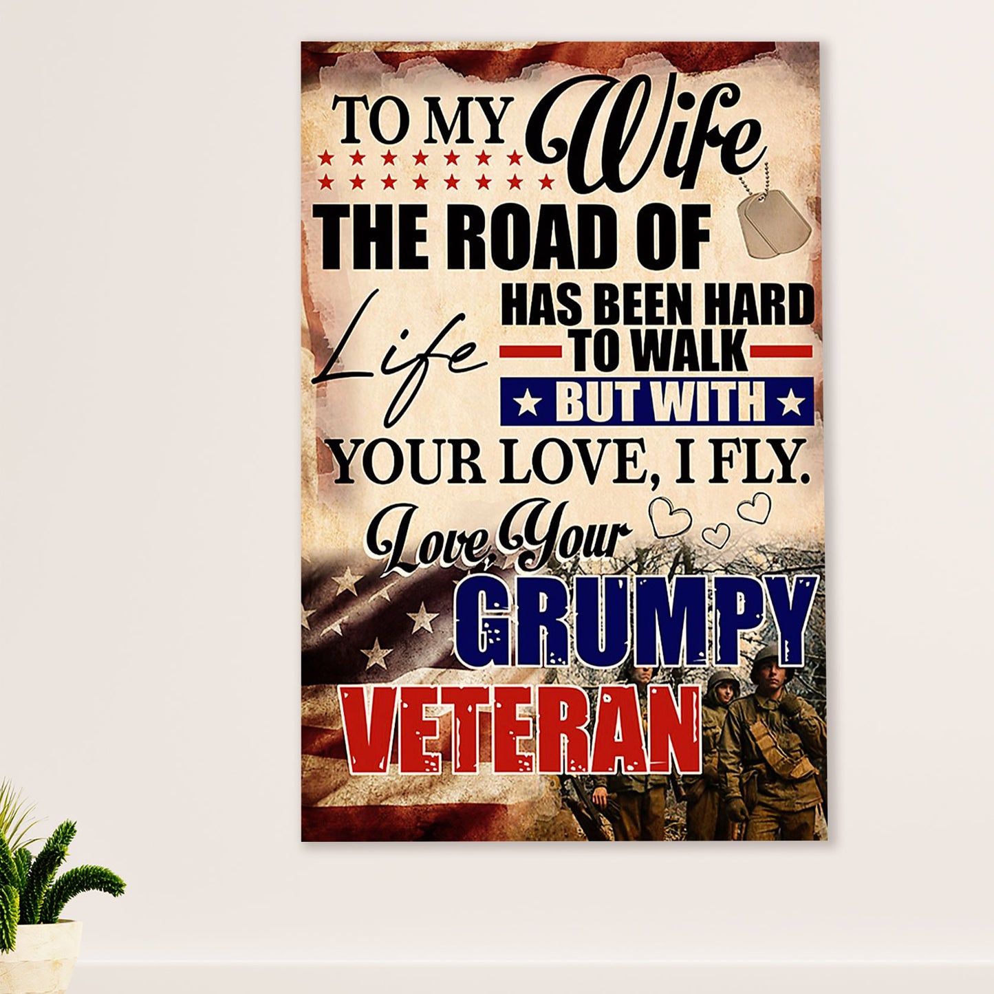 American Veteran Canvas Wall Art Prints | From Husband to Wife | Gift for Veteran's Day US Navy Army