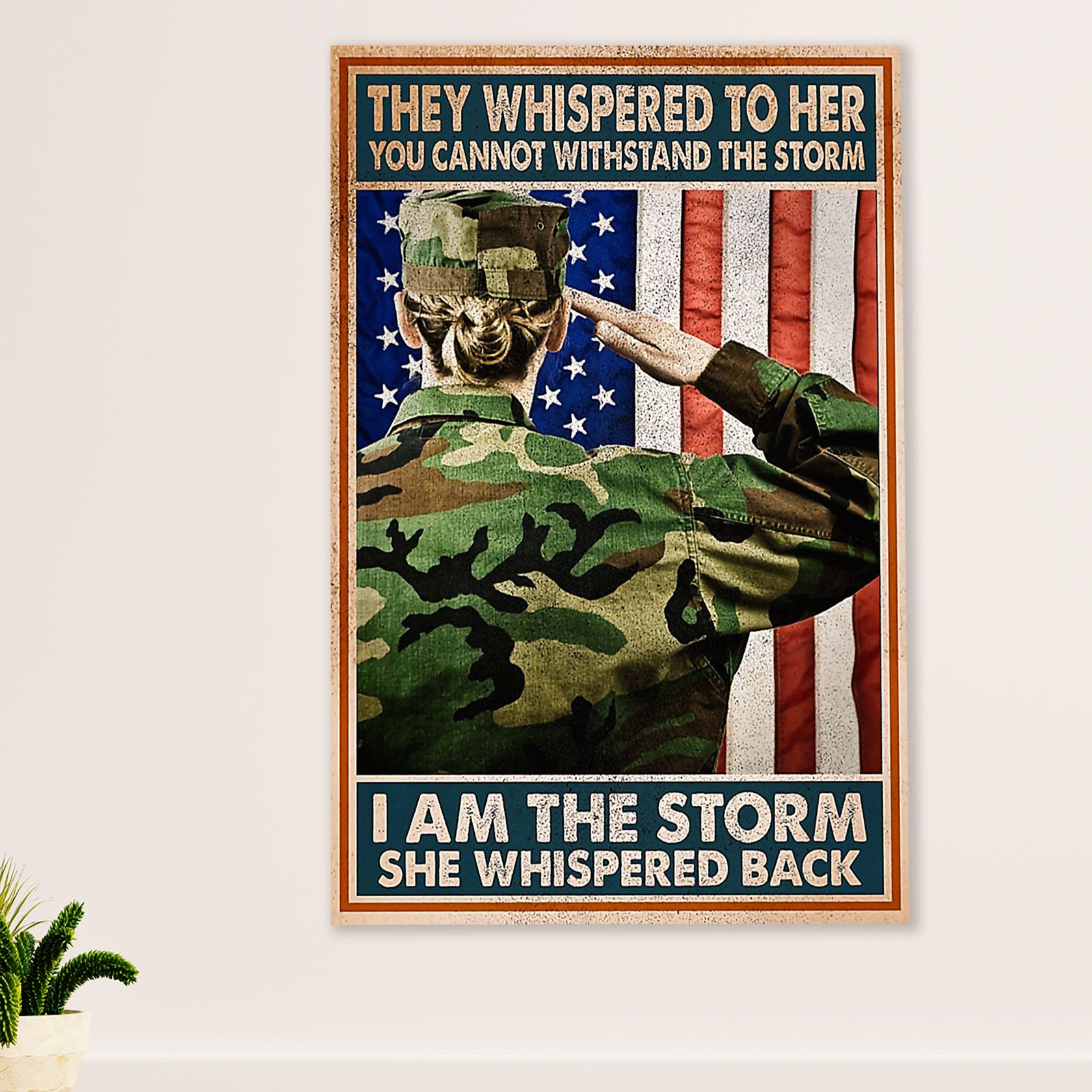 American Veteran Poster | Woman Veteran | Wall Art Gift for Veteran's Day US Navy Army