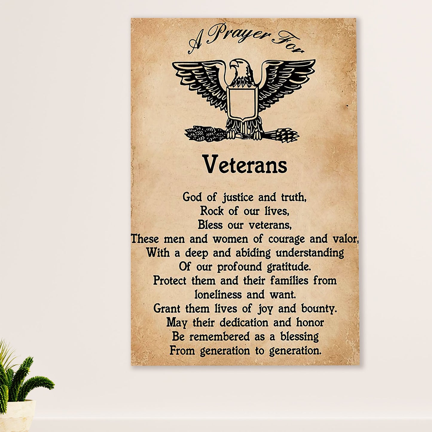 American Veteran Canvas Wall Art Prints | Prayer for Veterans | Gift for Veteran's Day US Navy Army