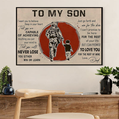 American Veteran Poster | From Dad to Son | Wall Art Gift for Veteran's Day US Navy Army