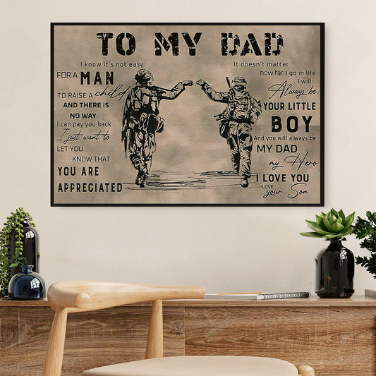 American Veteran Poster | From Son to Dad | Wall Art Gift for Veteran's Day US Navy Army