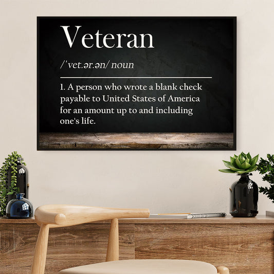 American Veteran Canvas Wall Art Prints | Veteran Definition | Gift for Veteran's Day US Navy Army