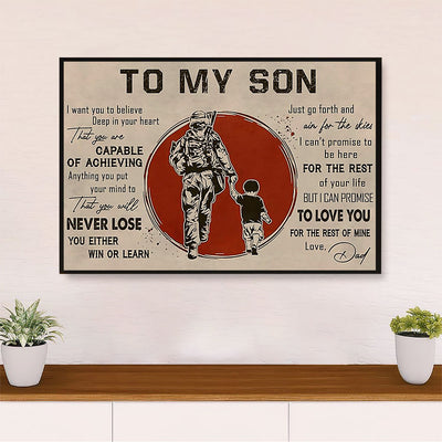 American Veteran Poster | From Dad to Son | Wall Art Gift for Veteran's Day US Navy Army