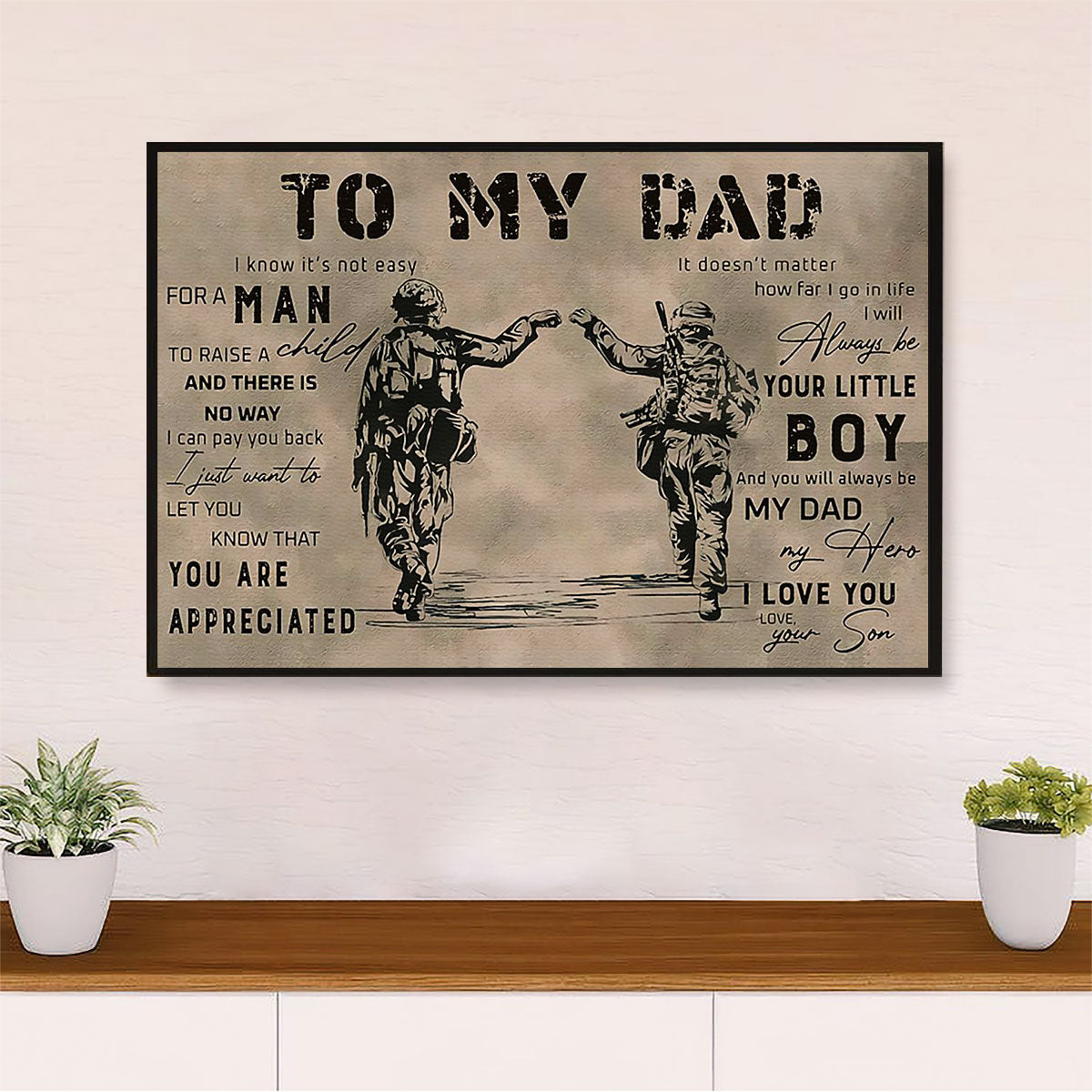 American Veteran Poster | From Son to Dad | Wall Art Gift for Veteran's Day US Navy Army