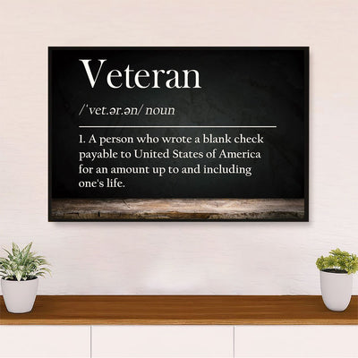 American Veteran Poster | Veteran Definition | Wall Art Gift for Veteran's Day US Navy Army