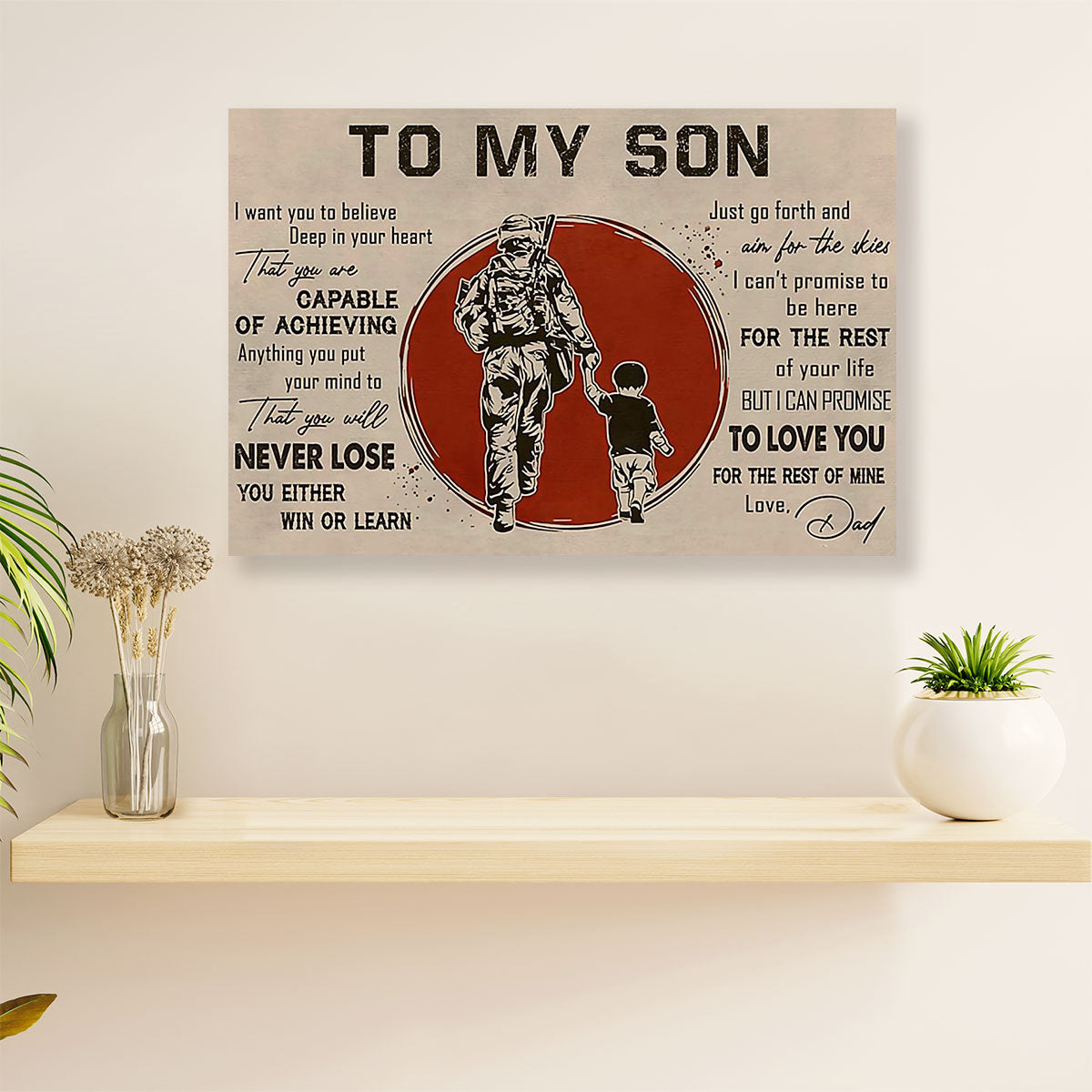 American Veteran Canvas Wall Art Prints | From Dad to Son | Gift for Veteran's Day US Navy Army