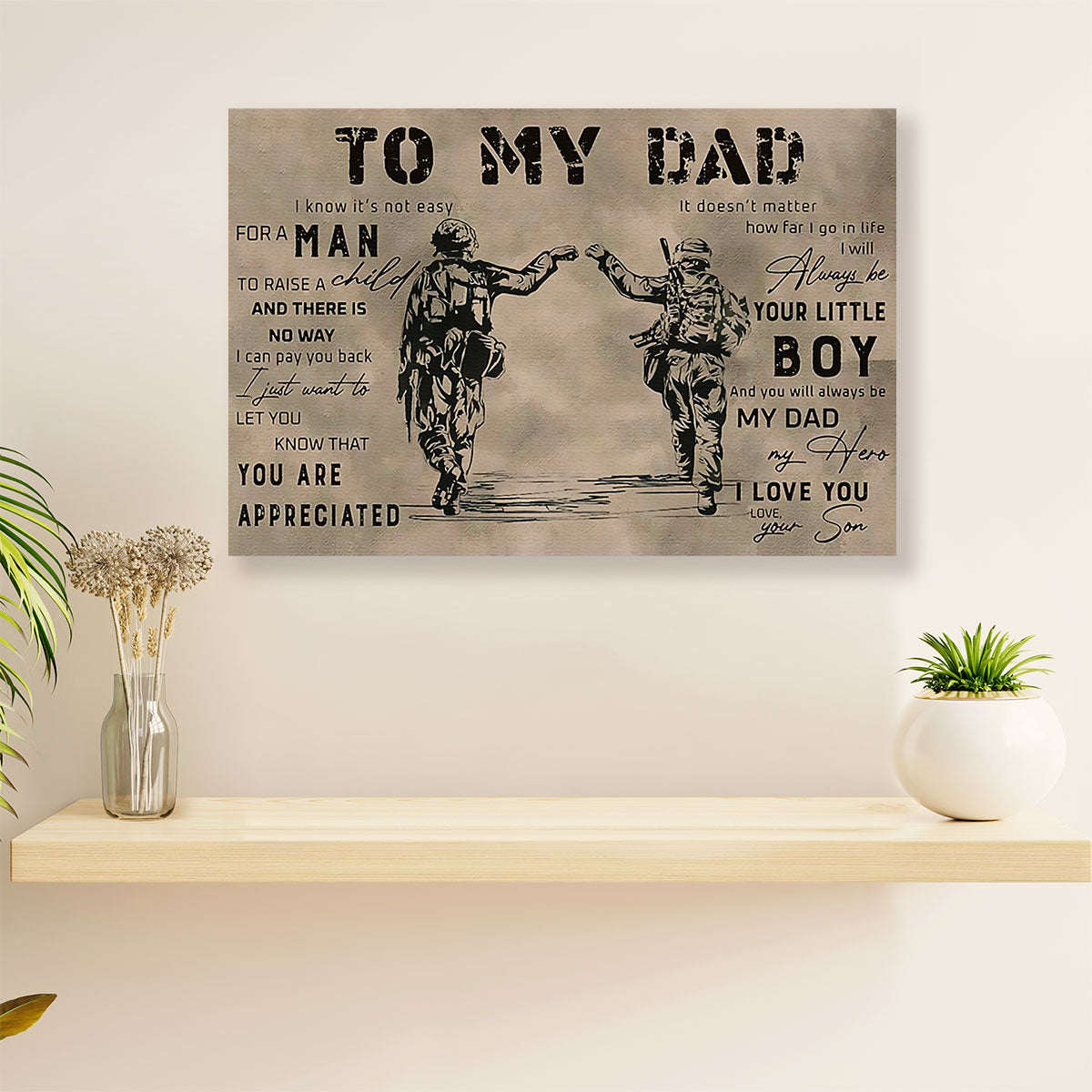 American Veteran Canvas Wall Art Prints | From Son to Dad | Gift for Veteran's Day US Navy Army
