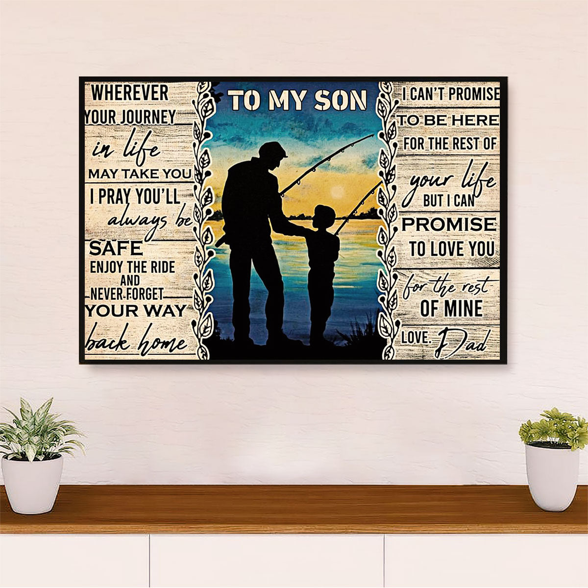 Fishing Poster Print | From Dad to Son | Wall Art Gift for Fisherman
