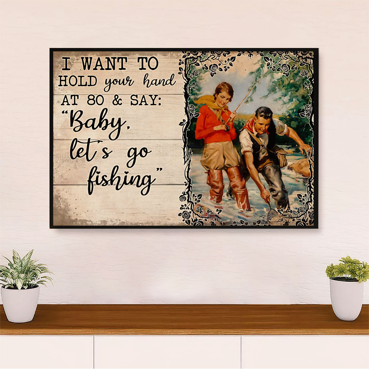Fishing Poster Print | Married Couple Fishing | Wall Art Gift for Fisherman