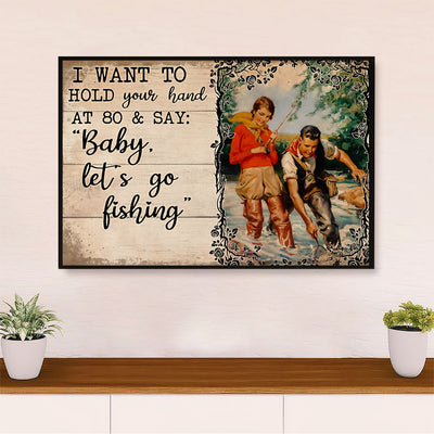 Fishing Canvas Wall Art Prints | Married Couple Fishing | Home Décor Gift for Fisherman