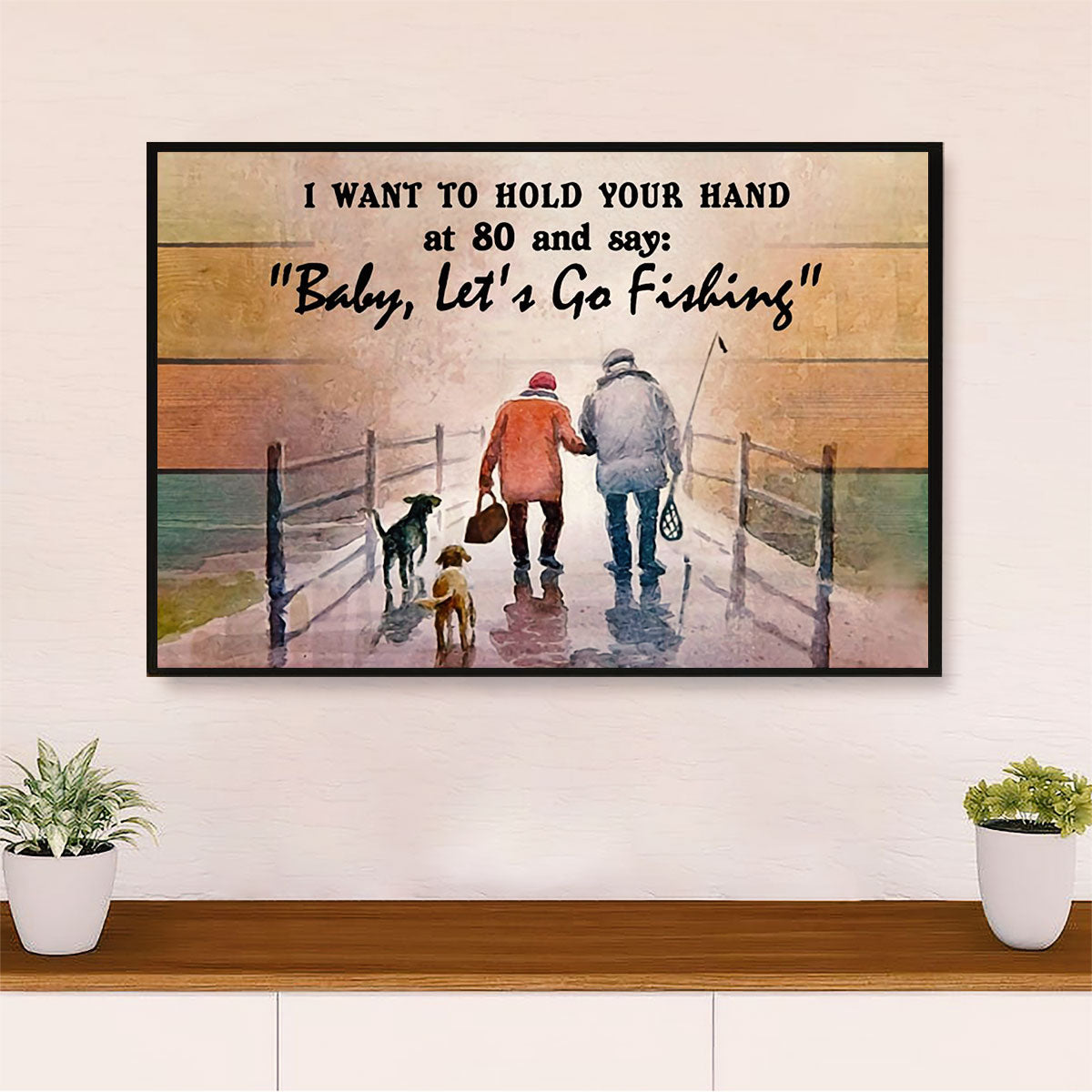 Fishing Poster Print | Husband Wife Fishing | Wall Art Gift for Fisherman