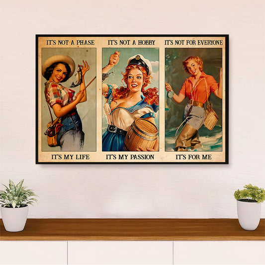 Fishing Canvas Wall Art Prints | Woman Fisherman | Home Décor Gift for Fisherman
