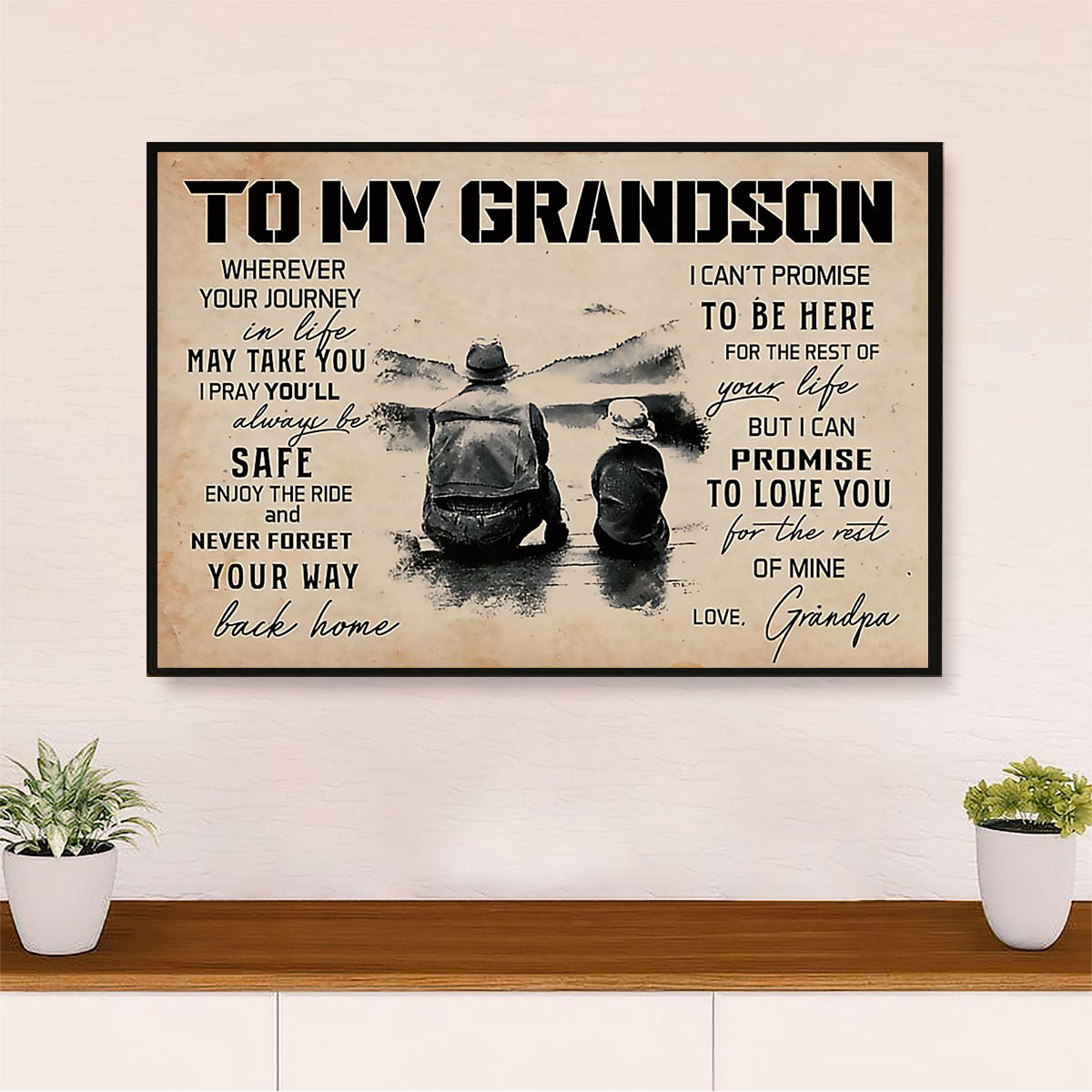 Fishing Poster Print | From Grandpa to Grandson | Wall Art Gift for Fisherman