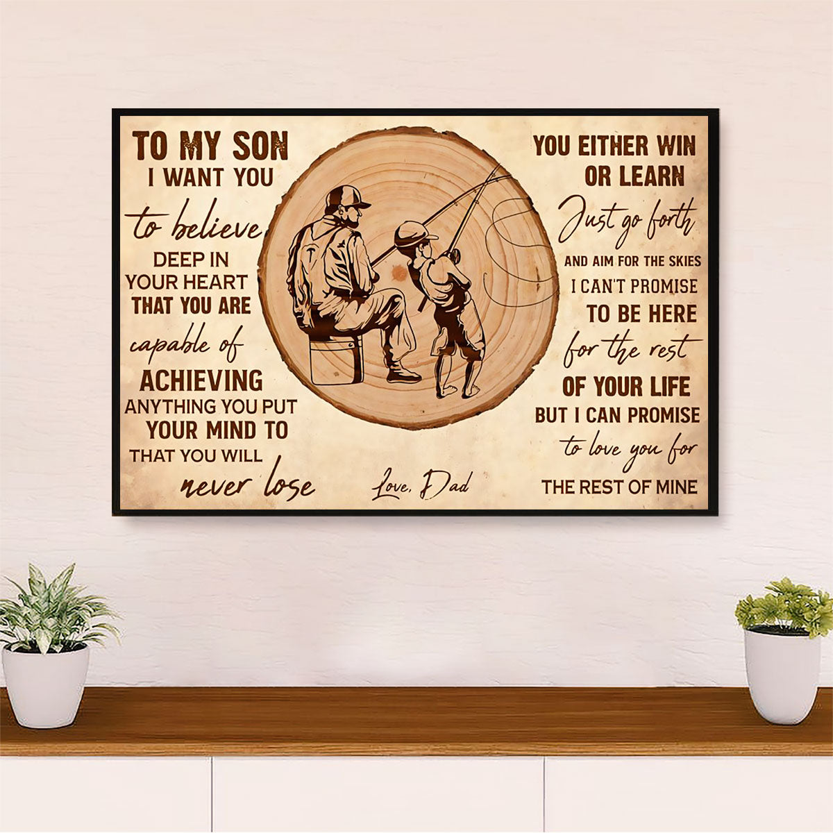Fishing Poster Print | From Dad to Son | Wall Art Gift for Fisherman
