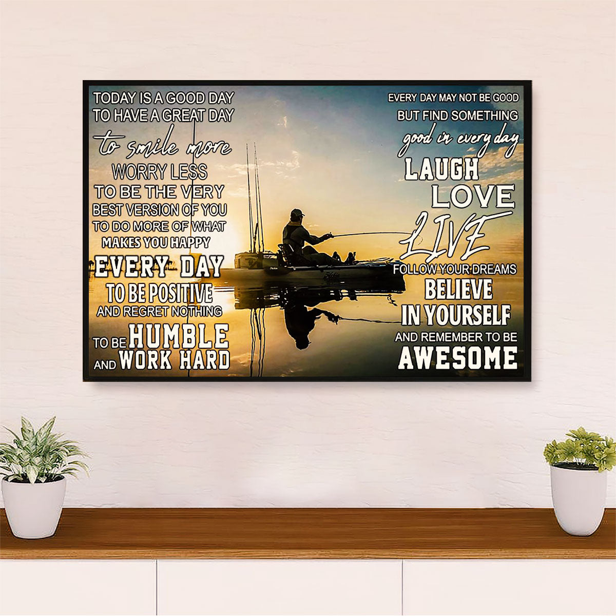 Fishing Poster Print | Laugh Love Live | Wall Art Gift for Fisherman