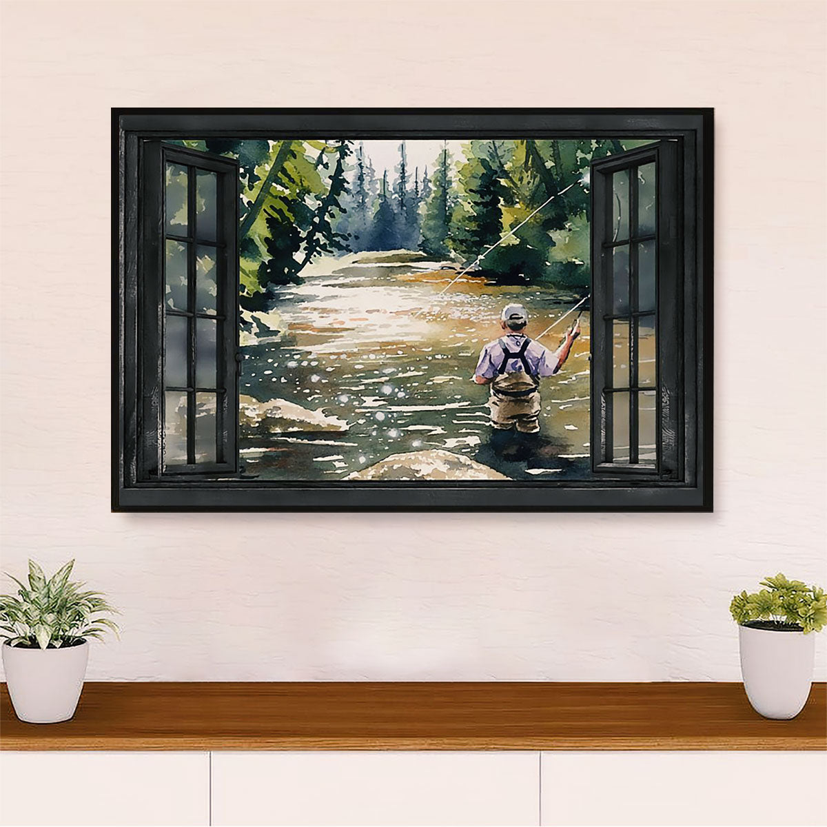 Fishing Poster Print | Fishing Landscape | Wall Art Gift for Fisherman