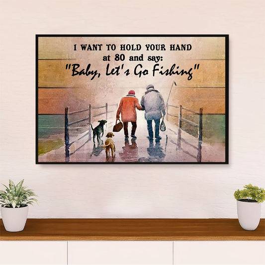 Fishing Canvas Wall Art Prints | Husband Wife Fishing | Home Décor Gift for Fisherman