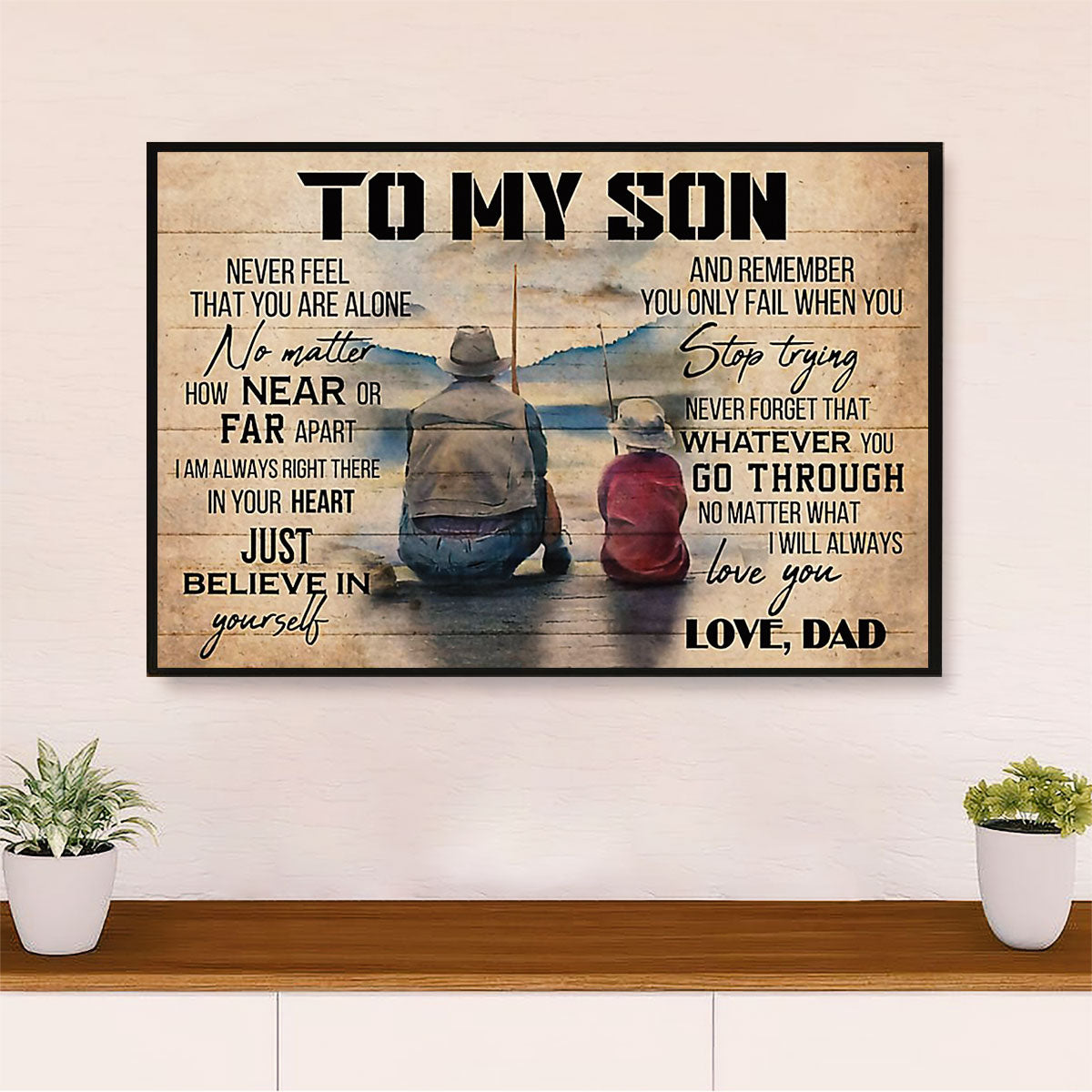 Fishing Poster Print | From Dad to Son | Wall Art Gift for Fisherman