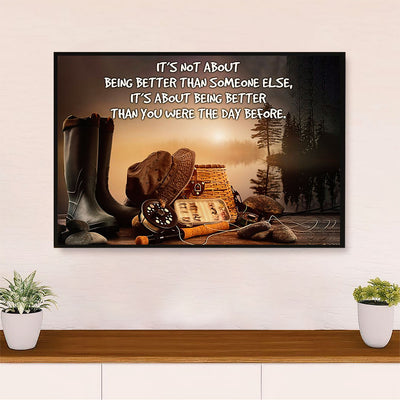 Fishing Poster Print | Better than Yesterday | Wall Art Gift for Fisherman