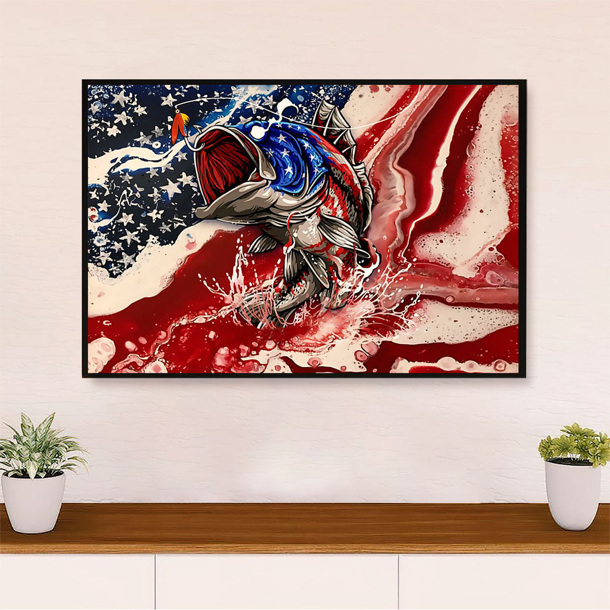 Fishing Poster Print | American Flag Fish | Wall Art Gift for Fisherman