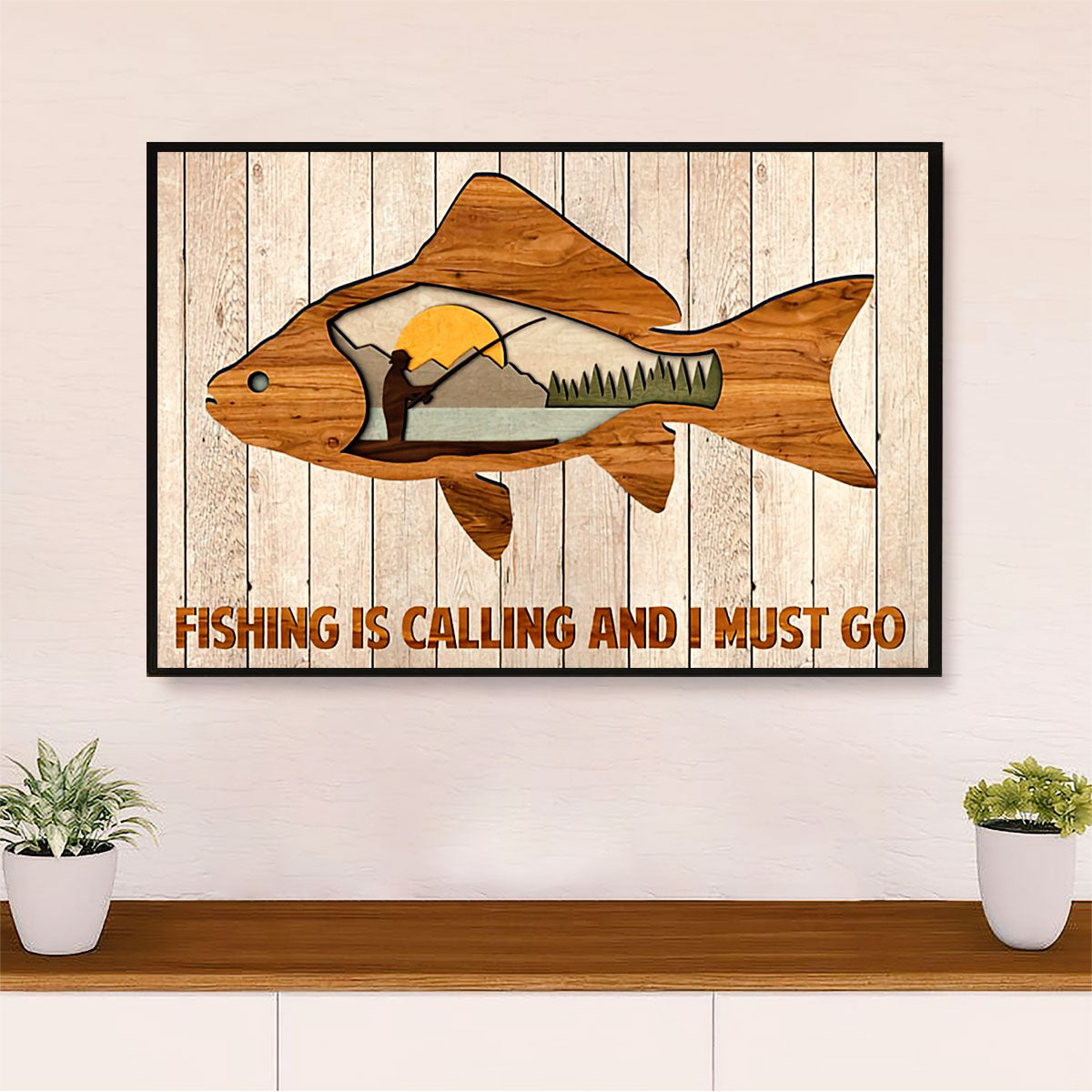 Fishing Poster Print | Fishing is Calling | Wall Art Gift for Fisherman