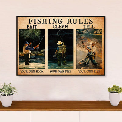 Fishing Canvas Wall Art Prints | Fishing Rules | Home Décor Gift for Fisherman