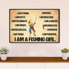 Fishing Poster Print | Fishing Girl | Wall Art Gift for Fisherman