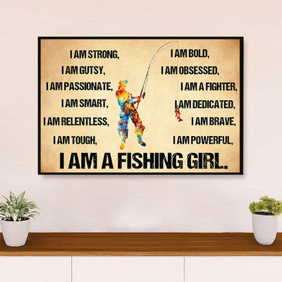 Fishing Canvas Wall Art Prints | Fishing Girl | Home Décor Gift for Fisherman