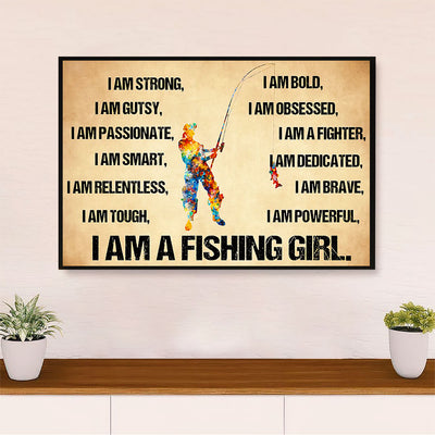 Fishing Poster Print | Fishing Girl | Wall Art Gift for Fisherman