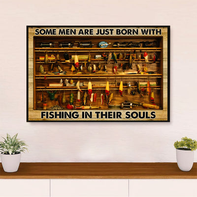 Fishing Canvas Wall Art Prints | Men Born With Fishing | Home Décor Gift for Fisherman