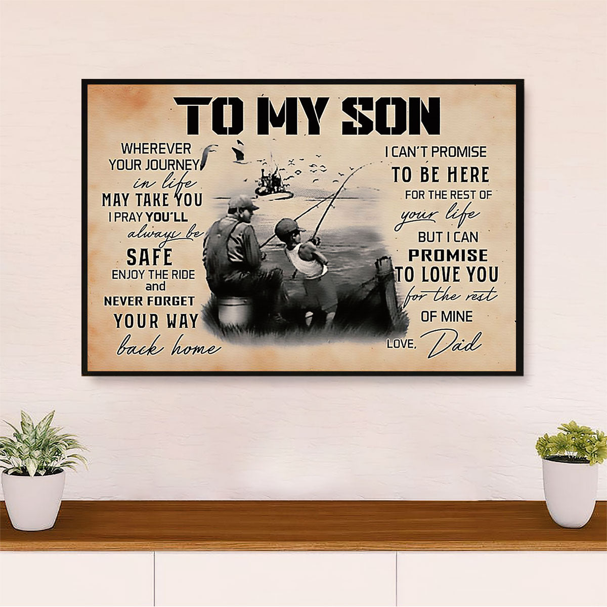 Fishing Poster Print | From Dad to Son | Wall Art Gift for Fisherman
