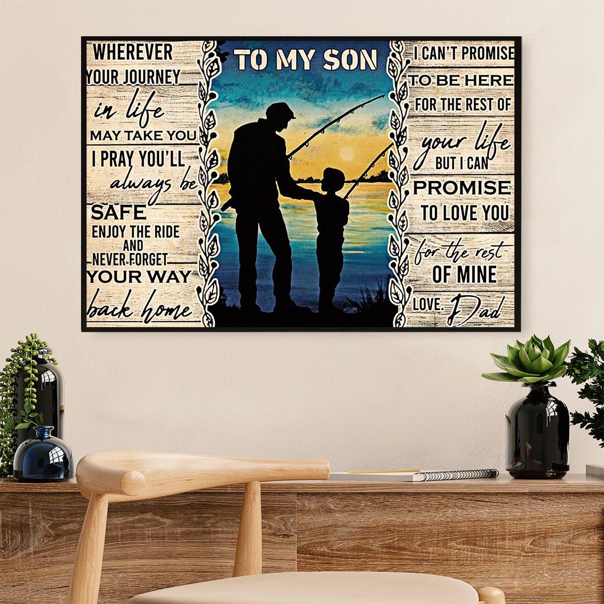 Fishing Poster Print | From Dad to Son | Wall Art Gift for Fisherman