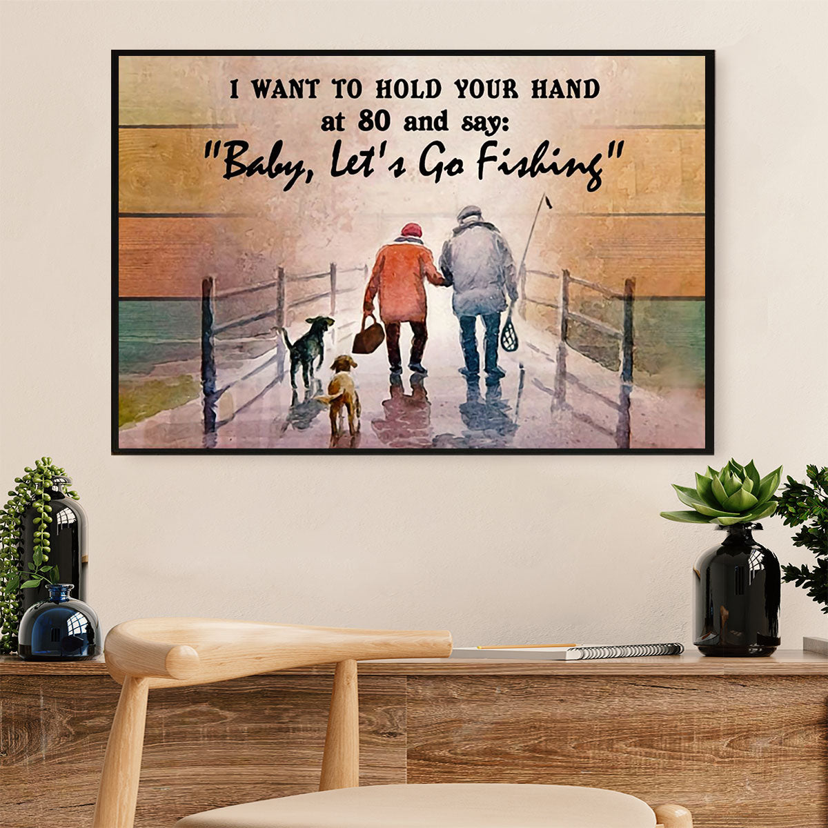 Fishing Poster Print | Husband Wife Fishing | Wall Art Gift for Fisherman
