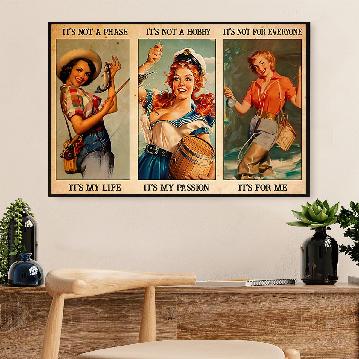 Fishing Poster Print | Woman Fisherman | Wall Art Gift for Fisherman