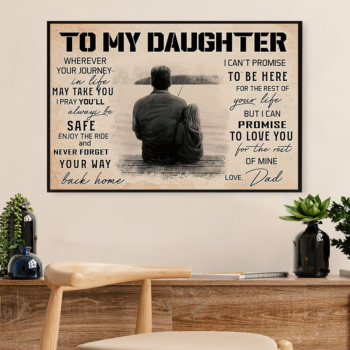 Fishing Poster Print | From Dad to Daughter | Wall Art Gift for Fisherman