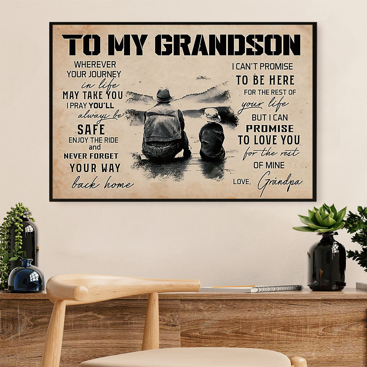 Fishing Canvas Wall Art Prints | From Grandpa to Grandson | Home Décor Gift for Fisherman