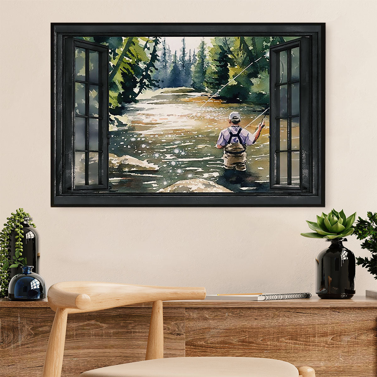 Fishing Poster Print | Fishing Landscape | Wall Art Gift for Fisherman