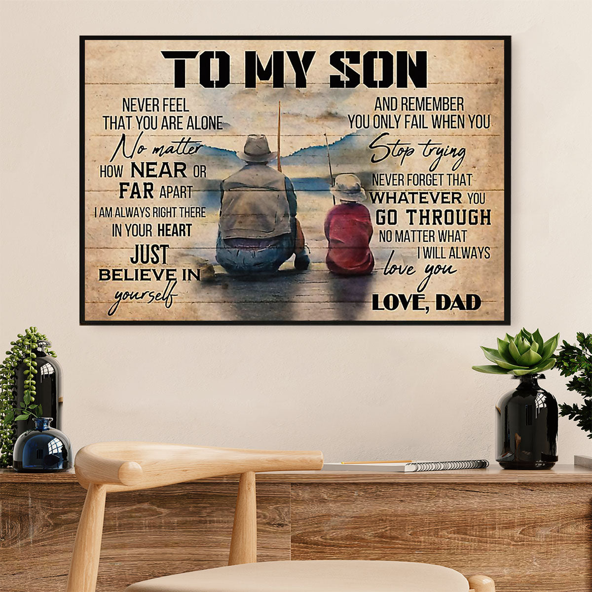 Fishing Poster Print | From Dad to Son | Wall Art Gift for Fisherman