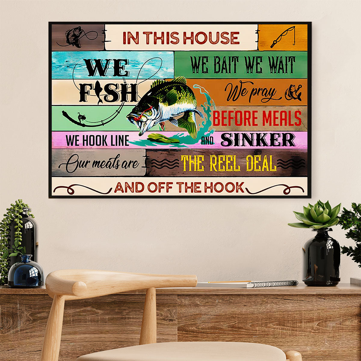 Fishing Canvas Wall Art Prints | In This House | Home Décor Gift for Fisherman