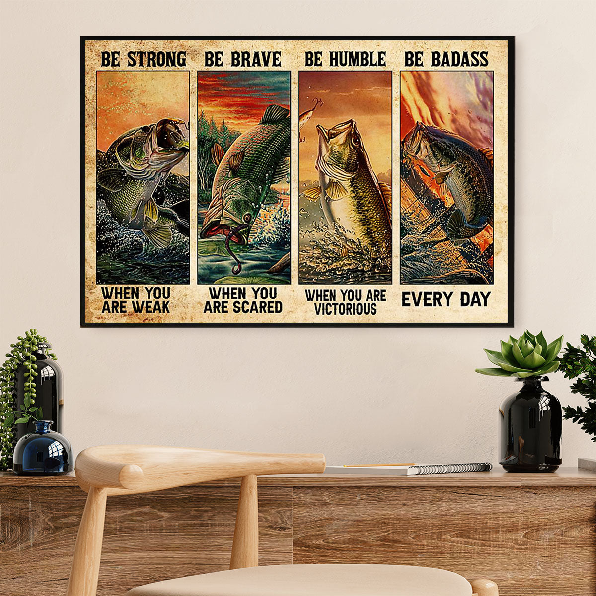 Fishing Poster Print | Strong Humble | Wall Art Gift for Fisherman